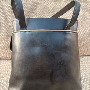Longchamp vintage Black Leather tote Bag